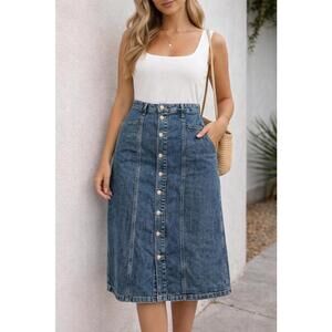 Old Navy High-Rise Secret-Slim Button-Front Denim Skirt -Size 12